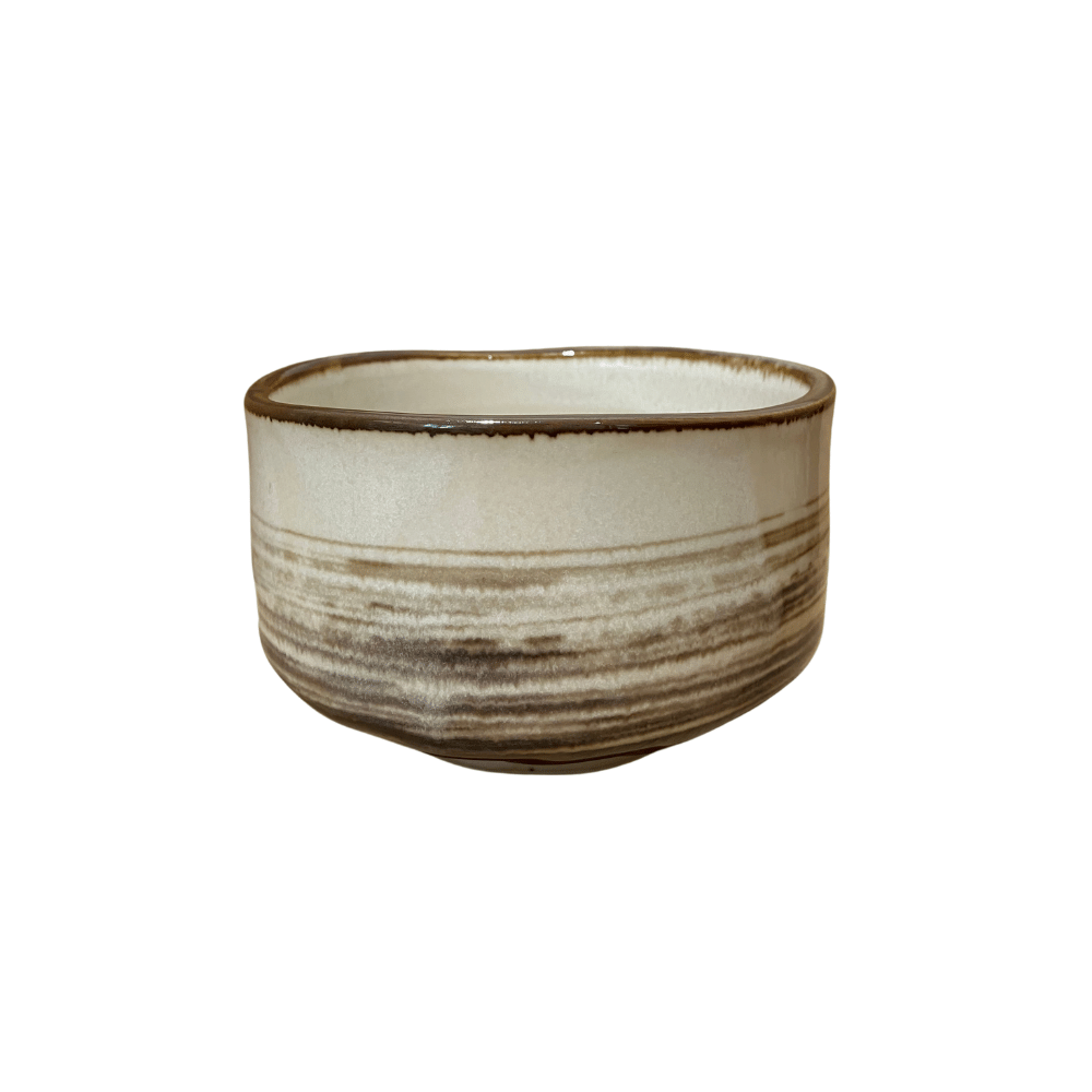 Striped Beige Matcha Cup