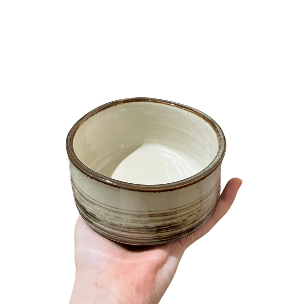 Striped Beige Matcha Cup