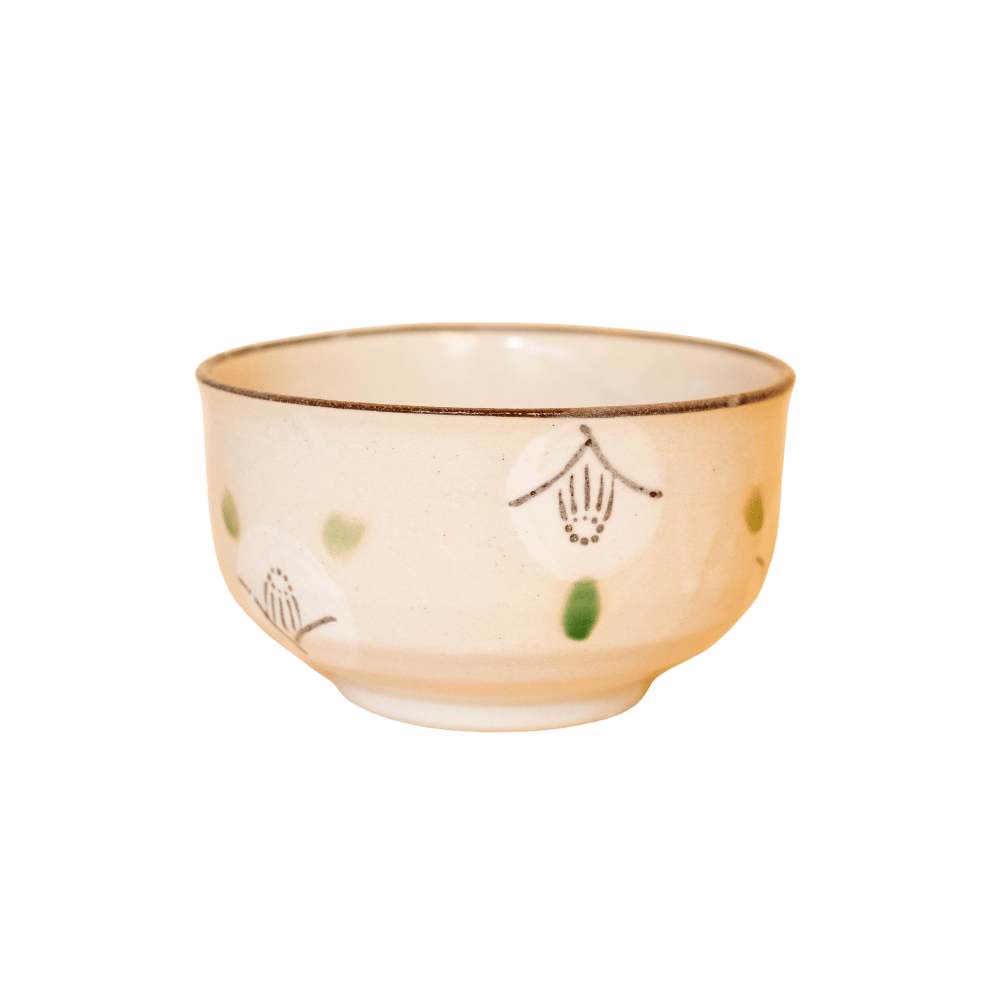 Beige &amp; Green Floral Matcha Cup